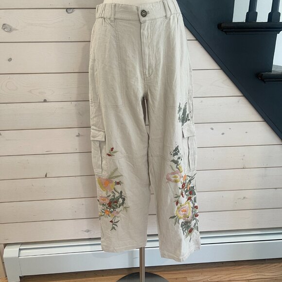 Anthropologie Pilcro Botanical Slim Linen Beach Cargo Pants NWT Size… - Picture 6 of 11